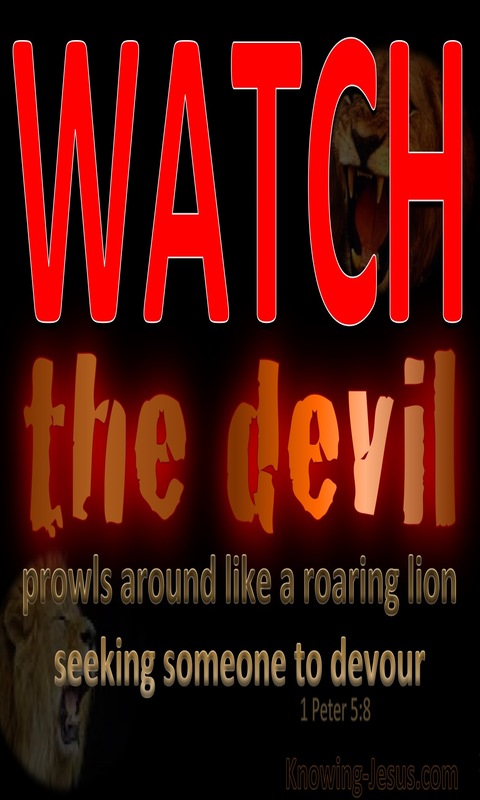 1 Peter 5:8 Be Sober The Devil Prowls Around (red)